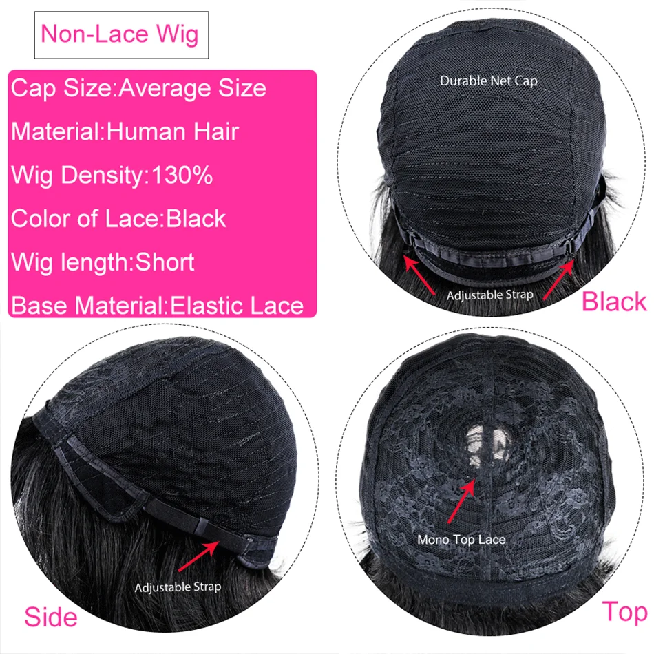 

WOME Straight Human Hair Wigs With Bangs Pre Plucked Full Machine Made Wigs Brazilian Remy Hair Wig Natural Color 150% Denisty