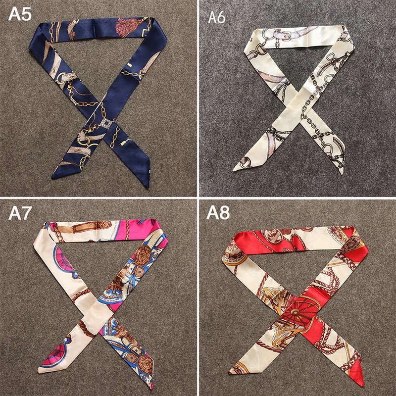 

Mini Twill Floral Scarf Handle Tie Bag Belt Strap Handbag Accessories Headband Ribbon Bow Tie Decoration Bag Accessories Women
