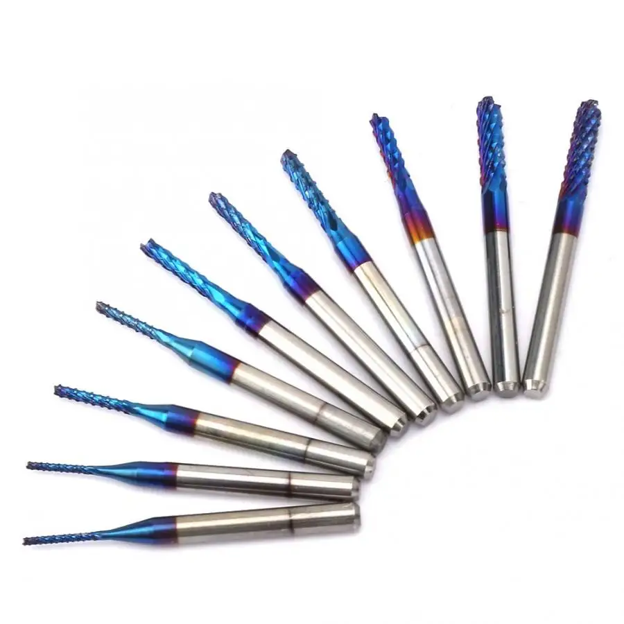 Концевая фреза с ЧПУ карбидная деревообработка 10 шт. резка синяя кукуруза