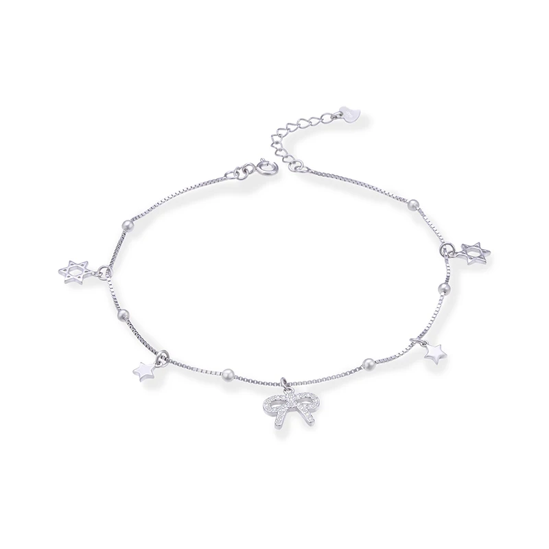 

Fashion Women Anklet Really 925 Sterling Silver Zircon Beads Star Butterfly Anklet Decoration Jewelry Foot Accessories For Girl