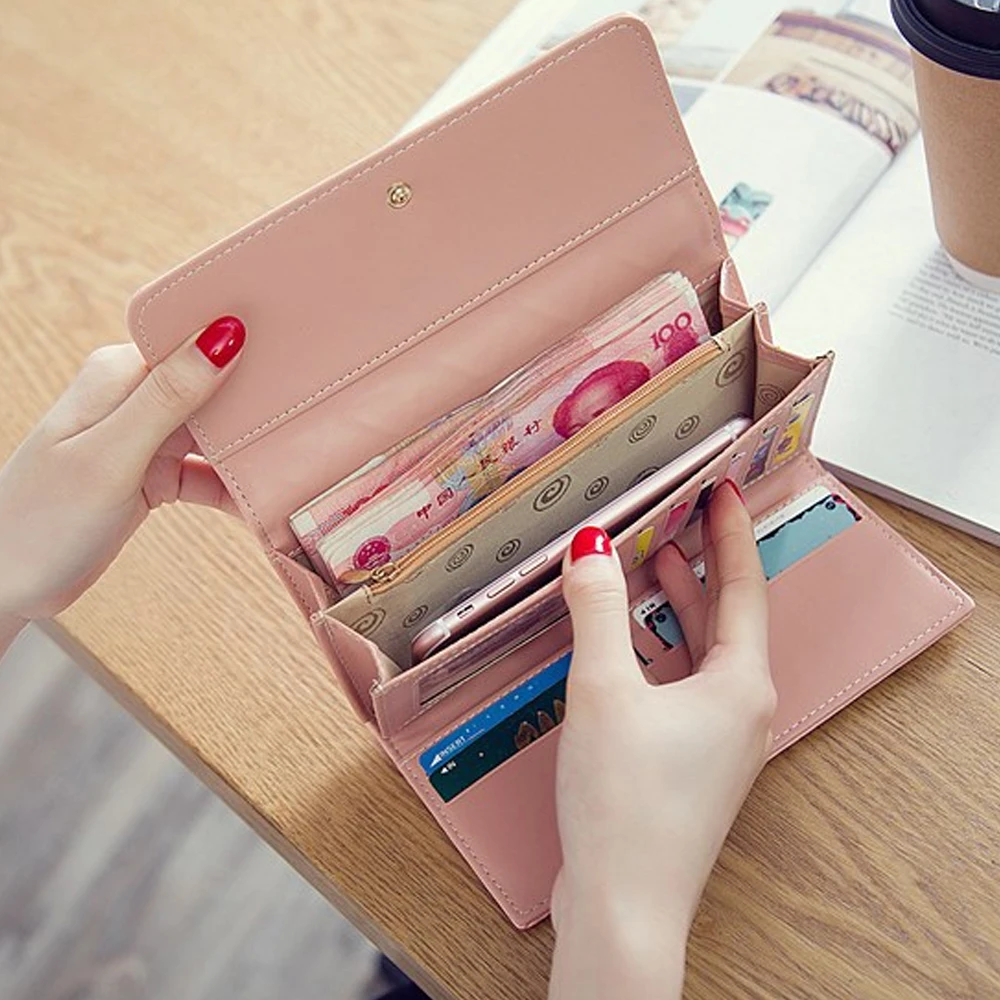 Женские бумажники и кошельки Длинный кошелек в клетку из искусственной кожи