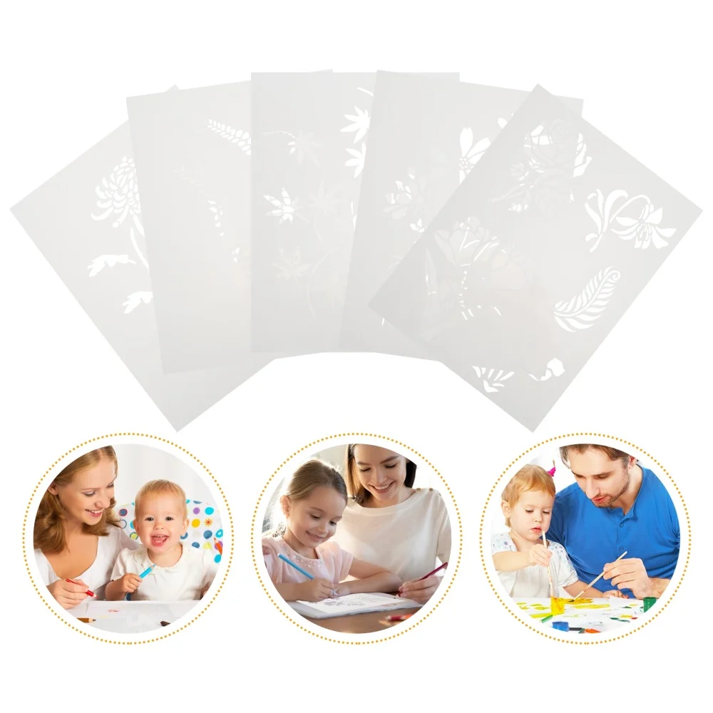 

5pcs Drawing Templates DIY Hollow Templates Leaf Plants Flower Painting Moulds