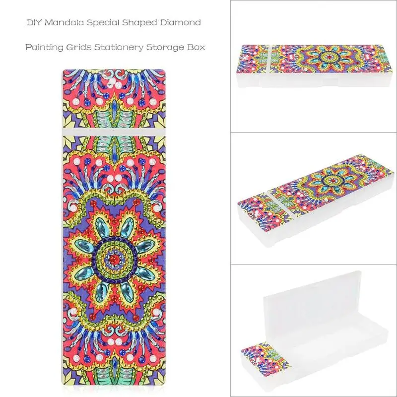 Шкатулка для карандашей сделай сам с мандалой специальной формы 2 ячейки коробка
