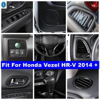 accessories lift button air ac door speaker steering wheel cover trim for honda vezel hr v 2014 2021 abs carbon fiber
