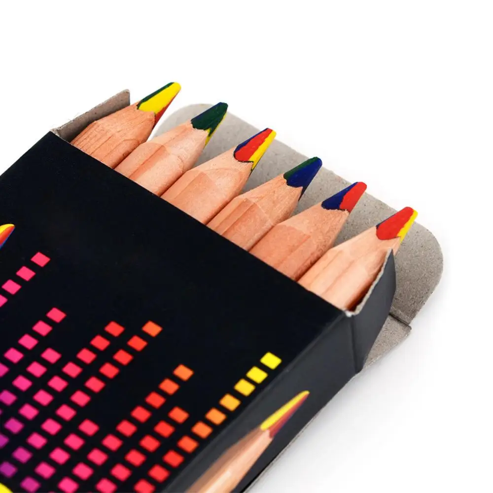 7 шт. радужные разноцветные карандаши натуральные деревянные листья набор для