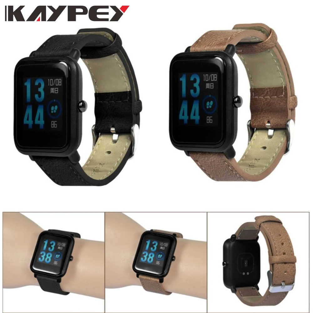 Сменный кожаный ремешок в стиле ретро для умных часов Xiaomi Huami Amazfit Bip