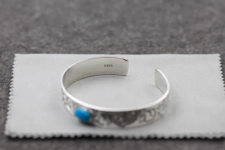 Открытый браслет из стерлингового серебра 925 пробы персонализированный ретро в