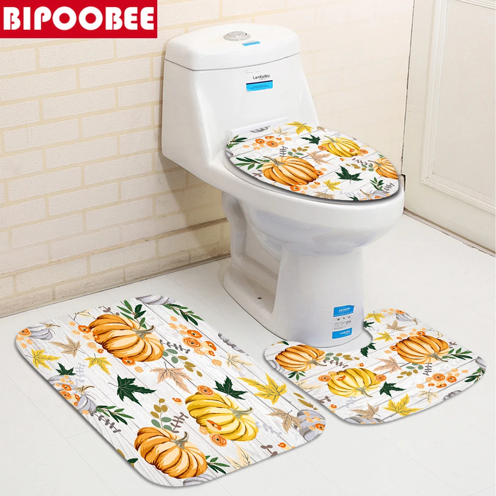 Осенняя занавеска для душа набор ванной комнаты с изображением кленовых листьев