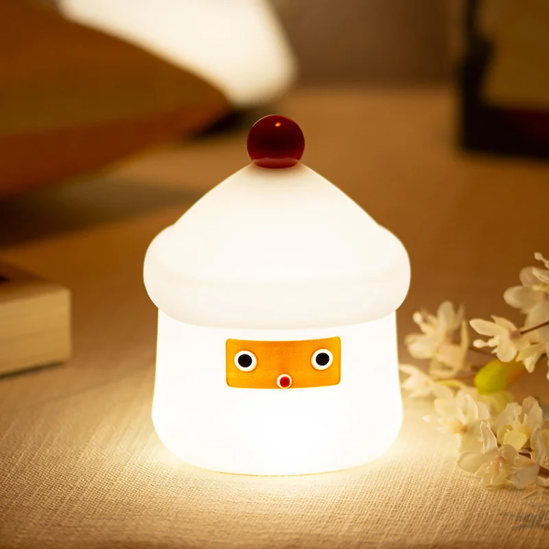 

Christmas house silicone night light LED light USB charging heating and cooling stepless dimming pat with sleep