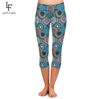 letsfind mandalas print high waist capri leggings elasticity women digital printed leggins push up strength pants