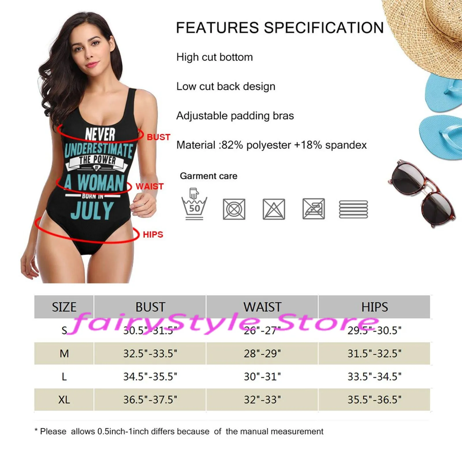 

Women's Bikini High Waisted Tummy Control One Piece Swimsuit Never underestimate the power a woman born in july sister Swimwear