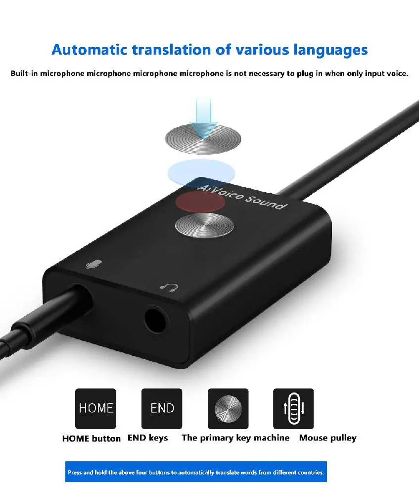 Интеллектуальный голосовой переводчик AI Assistant поиск Поддержка 24 языков USB