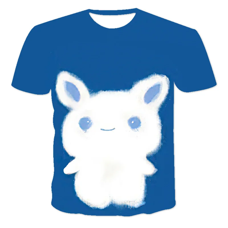 

Summer Lovely Rabbit 3D Print T-Shirt Unisex Children Kids Adults Cute Cartoon Animal O'Neck Breathable Oversized Tops & Tees