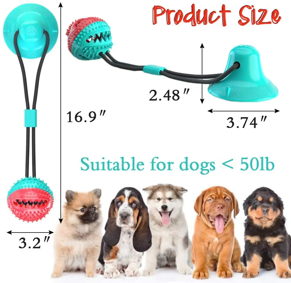 

Interactive Dog Chew Toys Suction Cup Bit Resistant Teeth Cleaning Squeaky Tug Molar Toy for Small Large Dogs Supplies Product