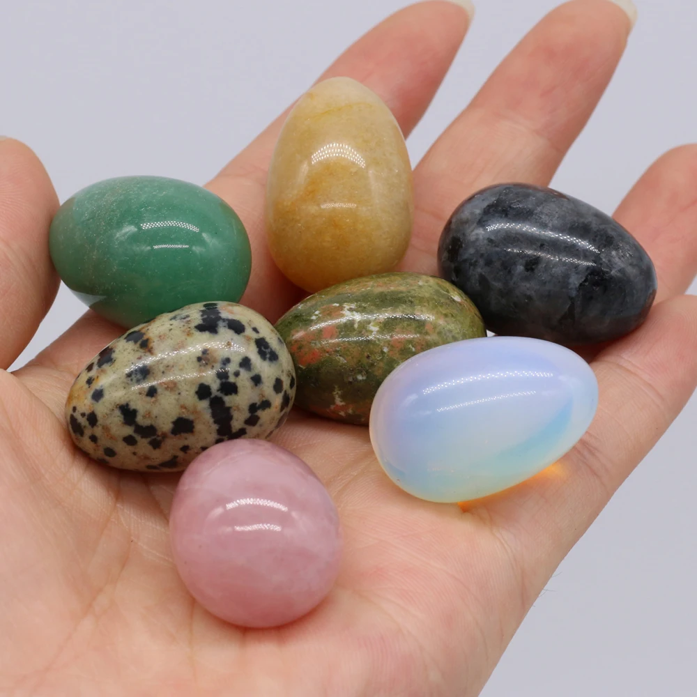

10 PCS Natural Semi-precious Stone Crystal Agate Non-porous Egg Shaped Decoration Divination Stone Home Cafe Decoration Gift