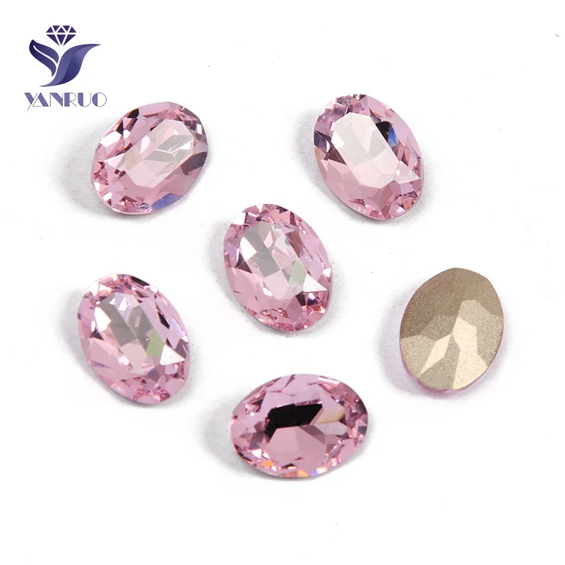Light Rose Yanruo 4120 Овальные Стеклянные Стразы Самоцветы DIY шитье кристаллы Декоративные Камни Точка назад пришитые Стразы для украшения для одежды - Цвет: Light Rose