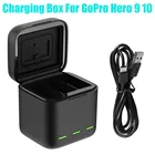 Зарядное устройство для GoPro Hero 10 9, зарядное устройство с 3-мя способами, светодиодная подсветка, зарядное устройство для аккумулятора, зарядное устройство для TF-карты, зарядное устройство для фотографий 10, черный аксессуар