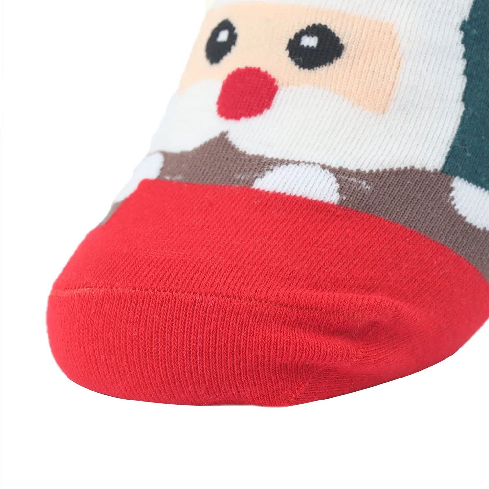 Женские теплые хлопковые короткие носки осень зима мультфильм Снеговики Санта
