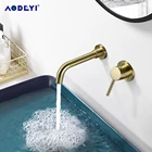 Твердый латунный матовый золотой настенный смеситель для раковины для ванной комнаты смеситель для умывальника Смесители для горячей и холодной ванны черная однорычажная ручка