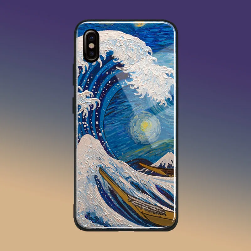 Ukiyo-e The Great Wave off Kanagawa мягкий силиконовый стеклянный чехол для телефона iPhone SE 6 6s 7 8