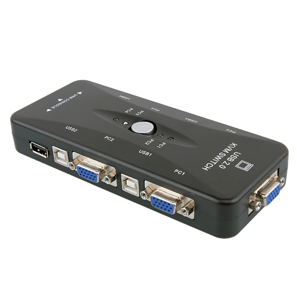 

4 port kvm switch USB 2.0 VGA Splitter Printer Mouse Keyboard Pendrive Share Switcher 1920*1440 VGA Switch Box Adapter