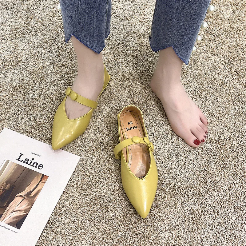 

Shoes Woman Flats Shallow Mouth Square Toe Elegant Low Heels Modis All-Match Mixed Colors Casual Female Sneakers Dress New Summe