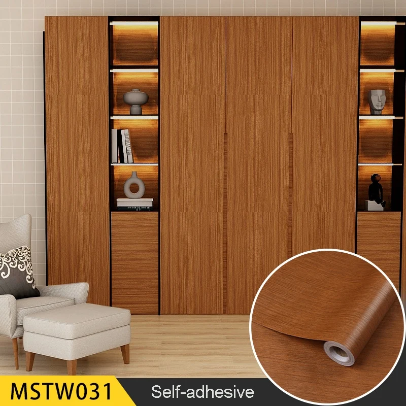 

PVC Waterproof Self Adhesive Wallpaper Roll Furniture Cabinets Vinyl Contact Wall Paper Film Wood Grain Stickers For Home Decor