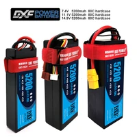 dxf lipo 2s 3s 4s battery 7 4v 11 1v 14 8v 5200mah 80c max160c hardcase 110 18 scale for trxxx slash 4x4 rc car hard case