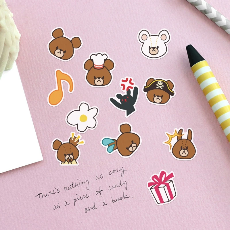 40 шт./упак. бурого медведя Скрапбукинг ПВХ наклейки Набор сделай сам канцелярские
