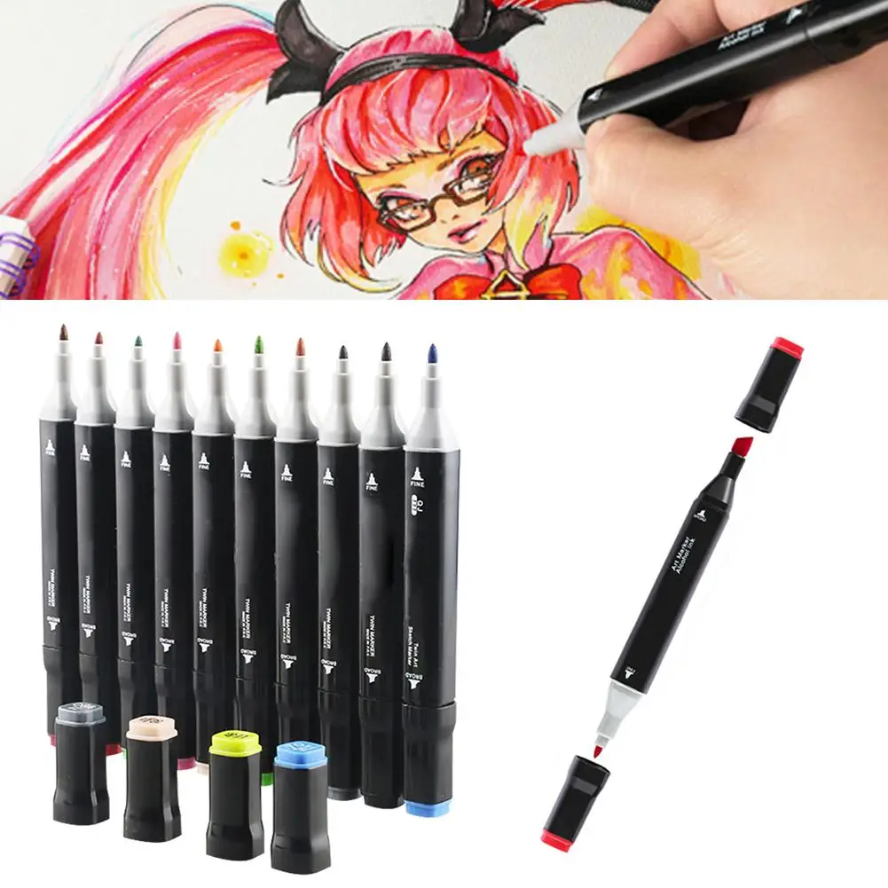 

Single Art Markers Brush Pen Sketch Alcohol Based Markers Dual Head Manga Drawing Pens Art Supplies Marker Pen