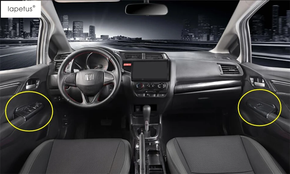 Lapetus аксессуары подходят для Honda Fit Джаз- Внутренний дверной подлокотник окно Лифт рамки молдинг крышка комплект отделка/АБС-пластик