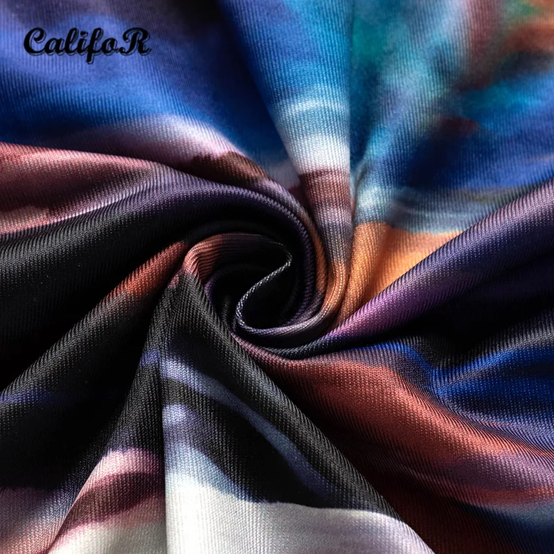 

CALIFOR Printed Suspender Hollow Out Backless Dresses for Women 2021 Summer New Fashion Bodycon Party Sexy Mini Dress