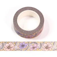 new 1pc 15mm10m gold foil little daisy flowers washi tape scrapbooking masking tape office adhesive kawaii stationery