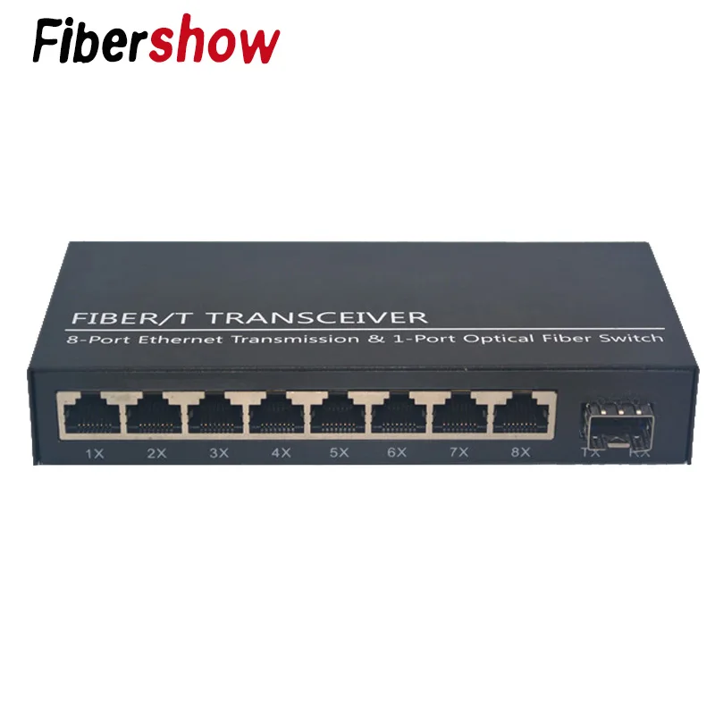 Коммутатор Ethernet гигабит 10/100/1000M 8 RJ45 1 sfp порт волоконно-оптический