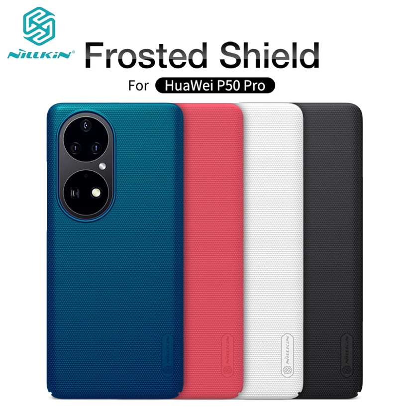 

For Huawei P50 Pro Case NILLKIN Frosted Shield PC Matte Business Hard Back Cover Gift Phone Holder For Huawei P50 Protect Case