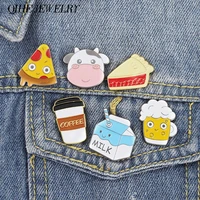 pizza enamel pin coffee brooches food badges beer milk cake cow jewelry hat bag accessories women girl jewelry wholesale