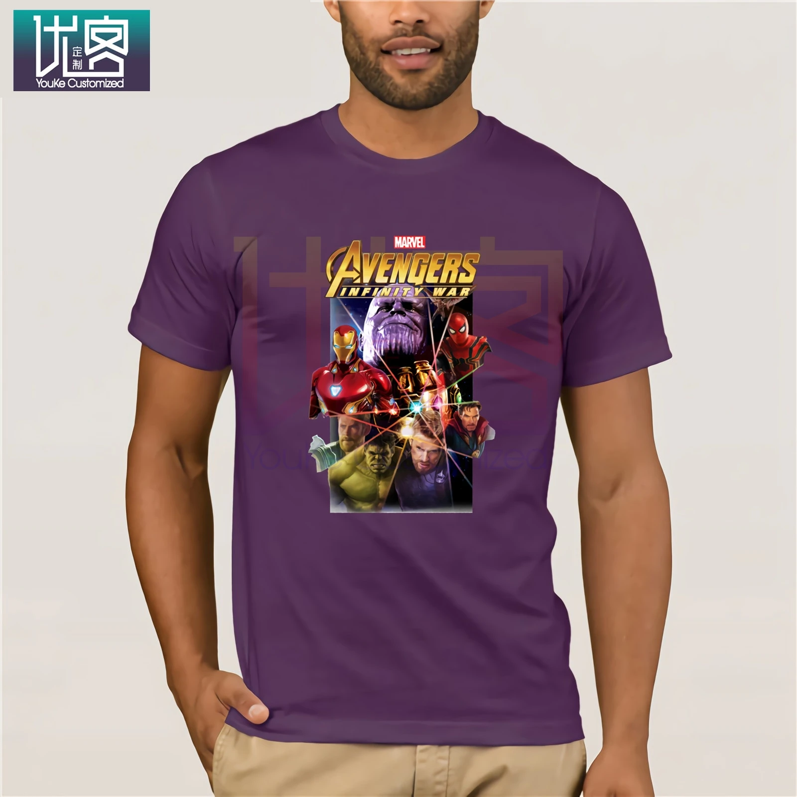 Мужская футболка с круглым воротником из чистого хлопка Infinity War Thanos лидер продаж