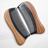 natural wooden green sandalwood comb hair combs anti static massage fine tooth hair care black buffalo horn comb 2021 new