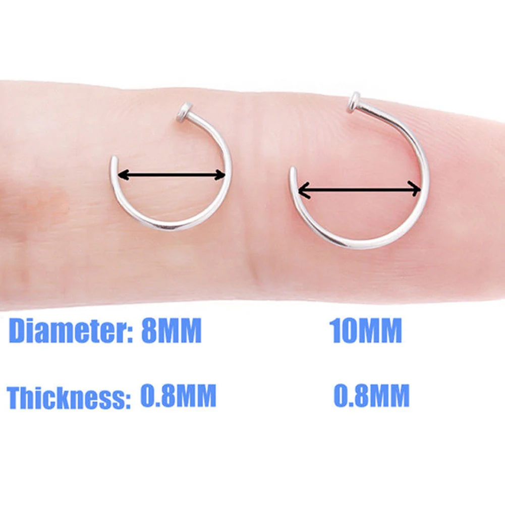 

Small Thin Piercing Fake Nose Rings 2PCS Surgical Steel Open Nose Ring Unisex Trendy Solid Color Nose Piercing Stud Ear