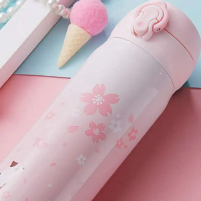 Забавный розовый кот шаблон герметичная Термокружка термос чашка вакуумная