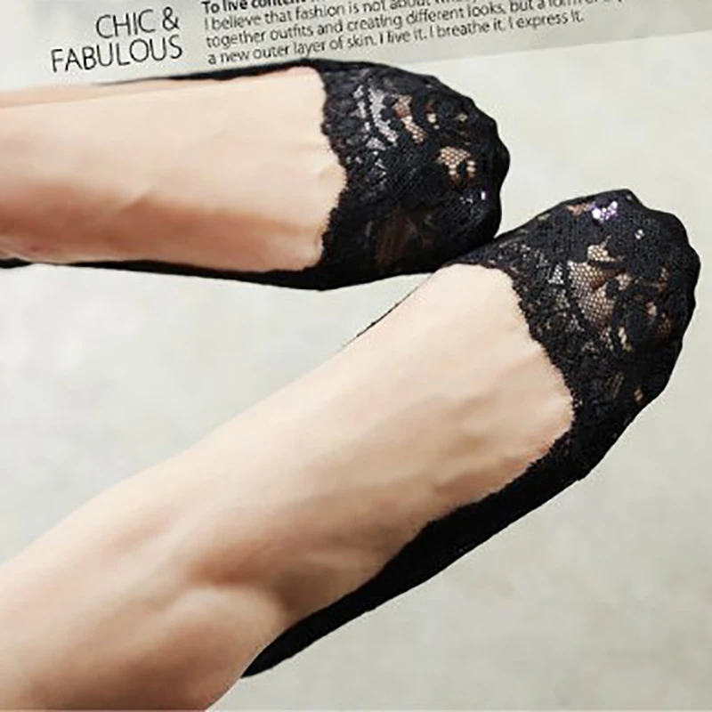 

Ladies Invisible Socks Boat Socks Spring and Summer Korean Style Shallow Mouth Lace Socks Silicone Non-slip Cotton Sexy Cute