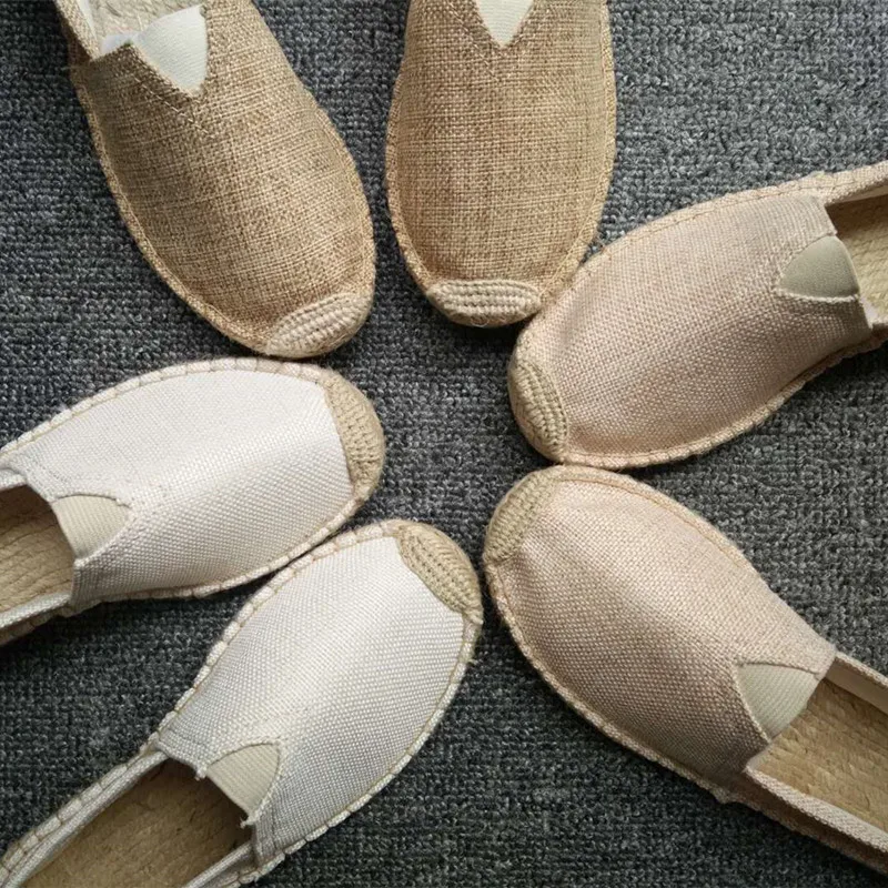 Классические тканевые туфли из пеньковой ткани высокого качества женские и