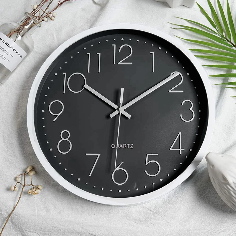 12In Non-Ticking Wall Clock Silent Battery Operated with Plastic Frame Hd Glass Cover for Kids Living Room Bedroom K | Дом и сад