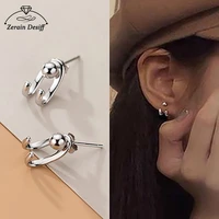 2021 stylish simplicitysilver needle stud earrings female personality rear hanging c shaped stud earring jewelry