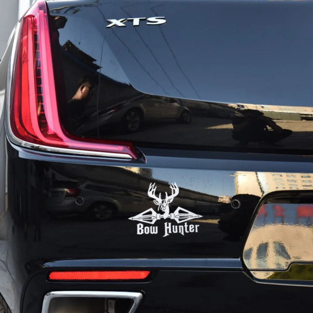 

Bow Hunter Deer Broadheads Arrow Funny Car Stickers Car Styling Stickers Decal (White)