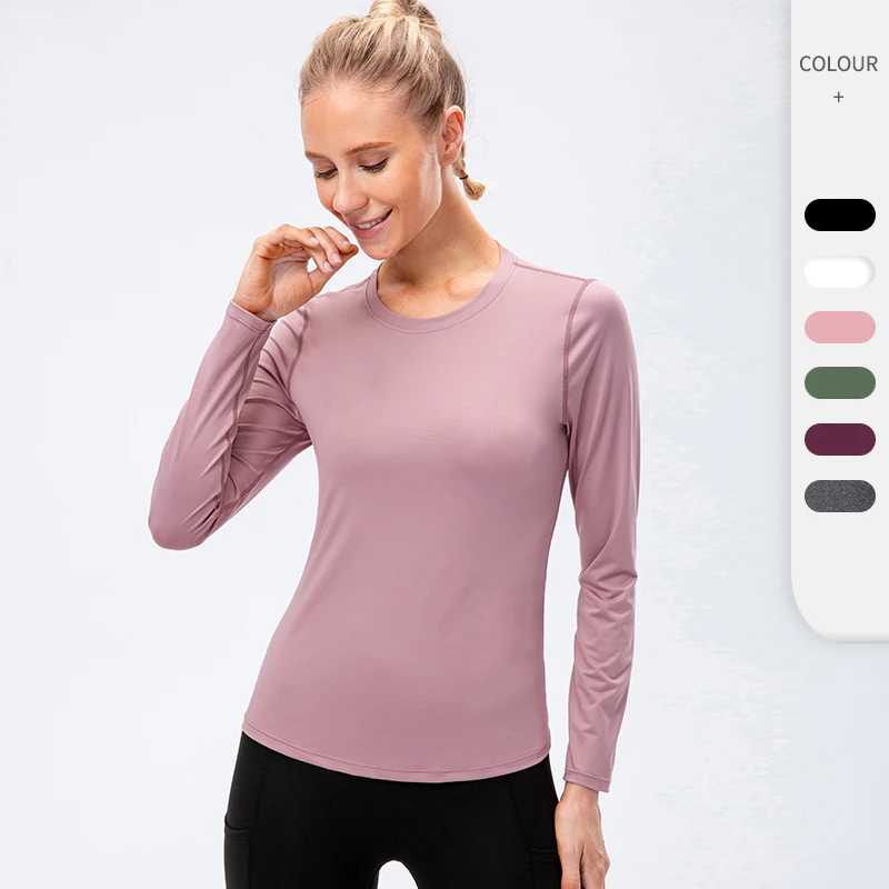 Women Long Sleeve Yoga Top Solid Quick Dry Fitness Sport Top Mesh Stitching Sportswear Outdoor Running Jogging Sport Shirt