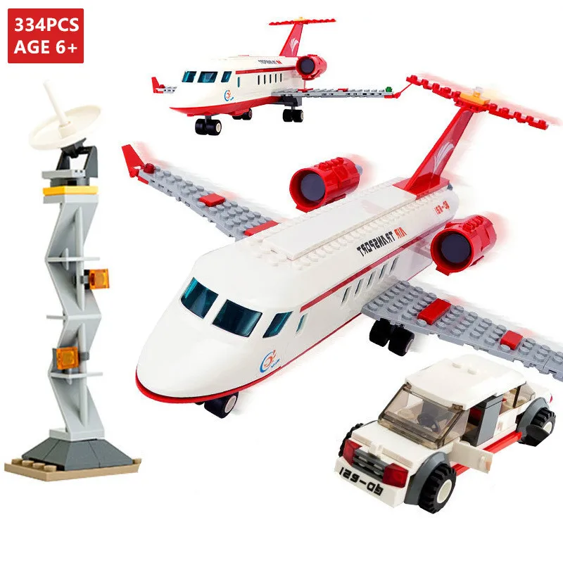 

334Pcs City Airplane Air Bus Building Blocks Sets Plane Car Bricks Figures DIY Aviation Creation Educational Toys for Children