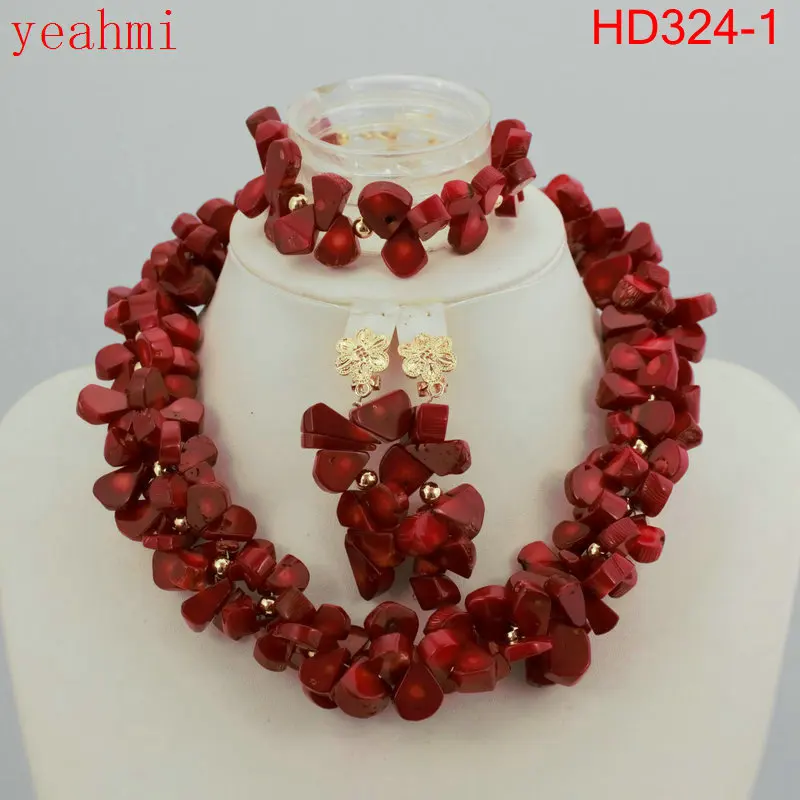 

Superior Real Coral Beads African Jewelry Sets for Women Indian Silver Beaded Jewelry Set Nigerian Coral Necklace sets HD324-1