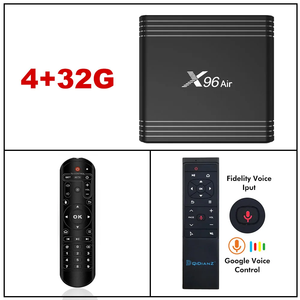 4G32G VOICE CONTROL ТВ-приставка X96 Air Amlogic S905X3 Android 9,0 4 Гб 64 Гб wifi 4K 8K 24 кадров в секунду ТВ-приставка x96Air PK X96 mini hk1max H96MAX - Цвет: 4G32G VOICE CONTROL