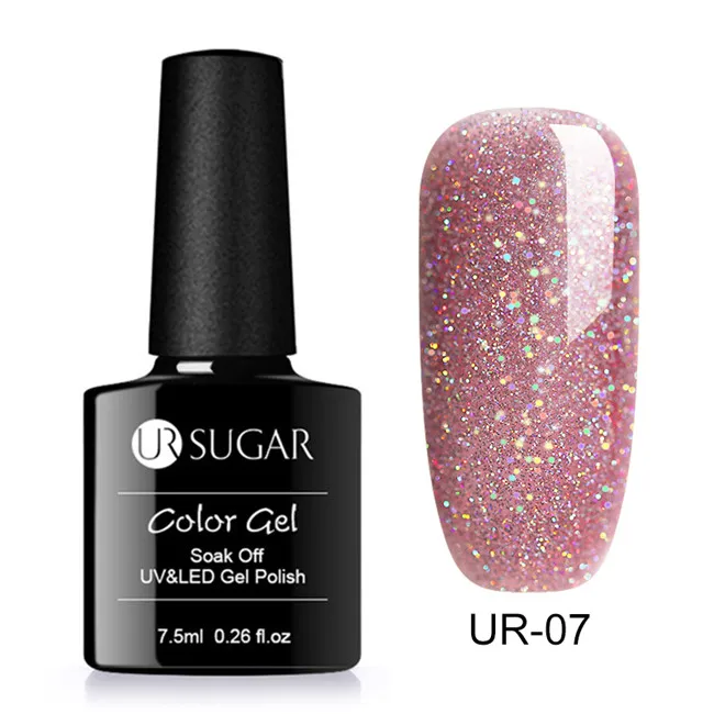 Holographic 7 UR SUGAR 7,5 мл голографический УФ лак для ногтей с блестками лак блестящая Лазерная Блестки УФ гель лак личная гигиена дизайн ногтей маникюрный лак - Цвет: Holographic 7
